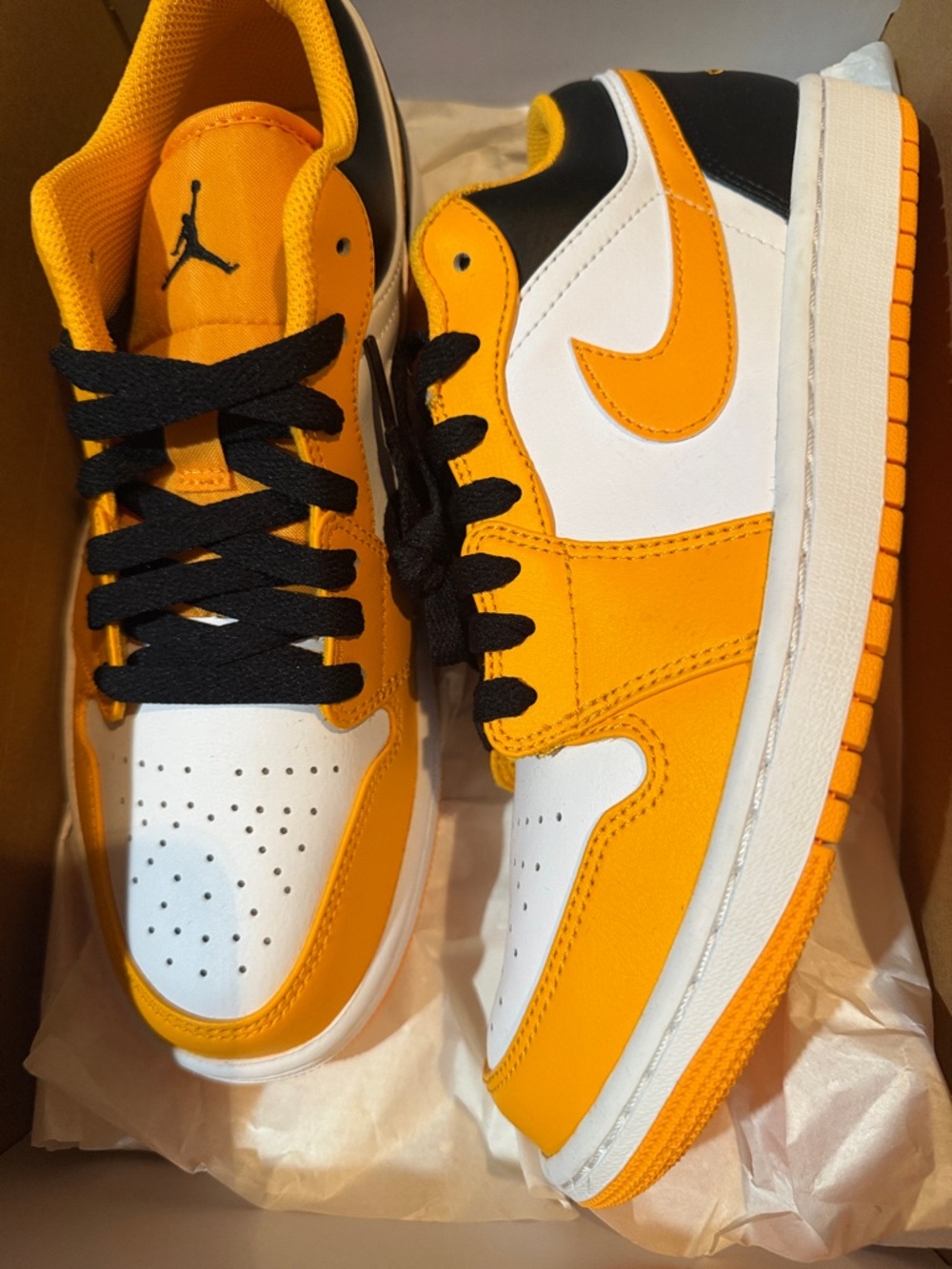 Jordan Low Top Sneakers in Orange, White and Black - Picture 2 of 5
